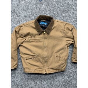 Tri-Mountain Pathfinder Workwear Detroit Style Brown Jacket Youth M 10/12 Canvas